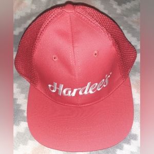 New Red Hardees Star Cap/Hat With Embroidered Logo And Hardee's Star On Back